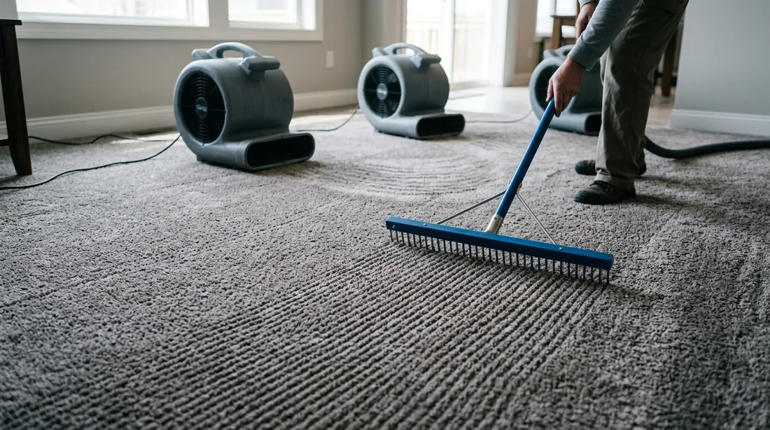 The pile is raked upright so it dries in one direction, and air movers are placed to bring the — Decatur, IL